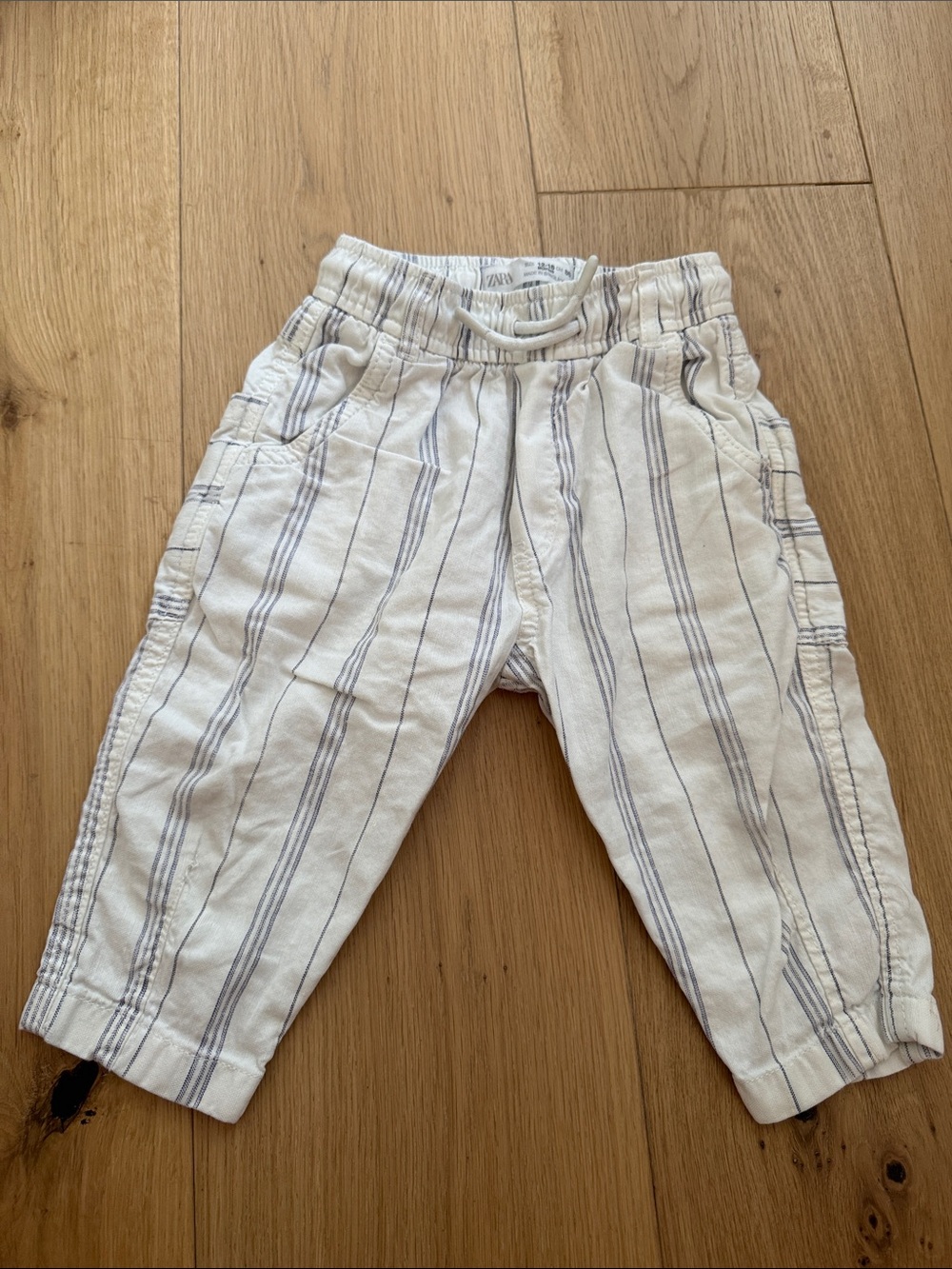 Zara White Pants with Light Blue Stripes - Kids
